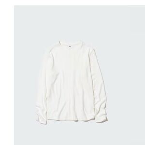 NWT Uniqlo HEATTECH Fleece T-Shirt Women's long sleeve top off white Size S